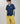 ORIME CAMP-COLLAR SHIRT IN NAVY & LIME